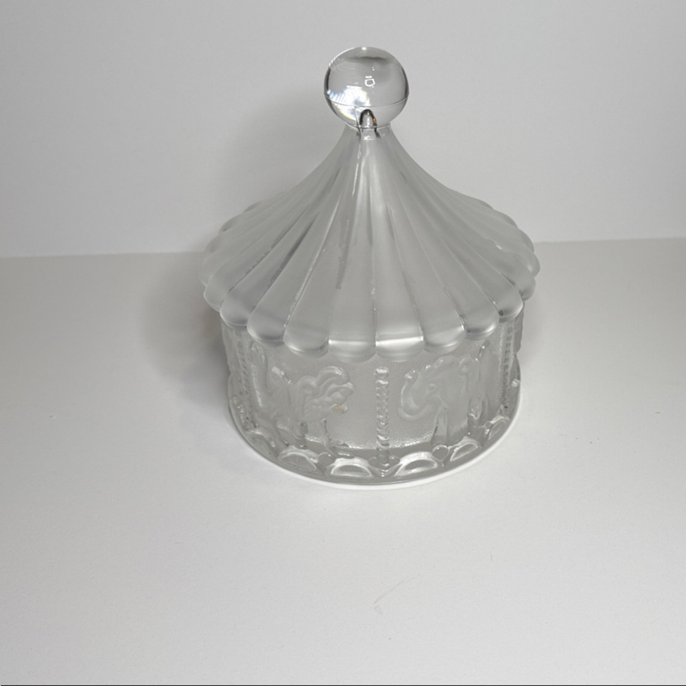 Elegant Goebel 1982 Carousel Glass Jar with Lid